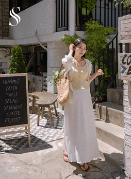 [S-made]Maternity*Salang frill banding long maternity skirt