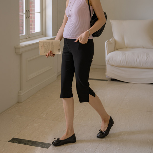 <b>[Opening Special]</b> <b>[Capri Pants/Stretchy Spandex/3D Seamless]</b> [S-made] Maternity*Summer Spandex Slit Capri Maternity Pants