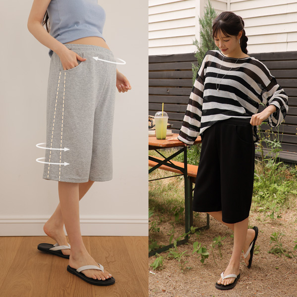 <b>[Summer Shorts/Stretchy Material/Adjustable]</b> [S-made] Maternity*Stretchy Cut-out Wide Stopper Maternity Shorts