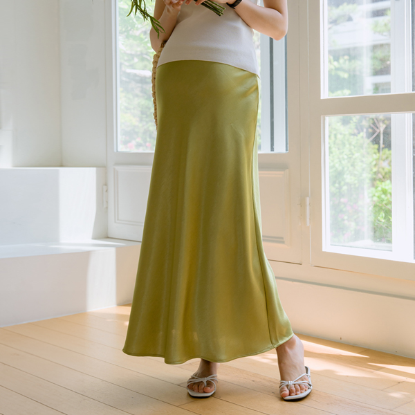 Maternity*Tsar-glossy satin skirt