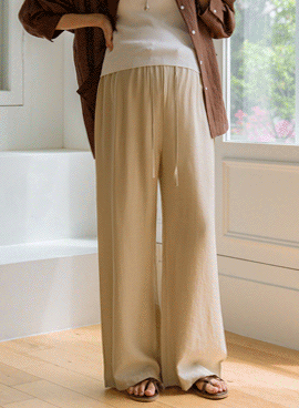 Maternity* Char Linen Wide Stopper Maternity Pants