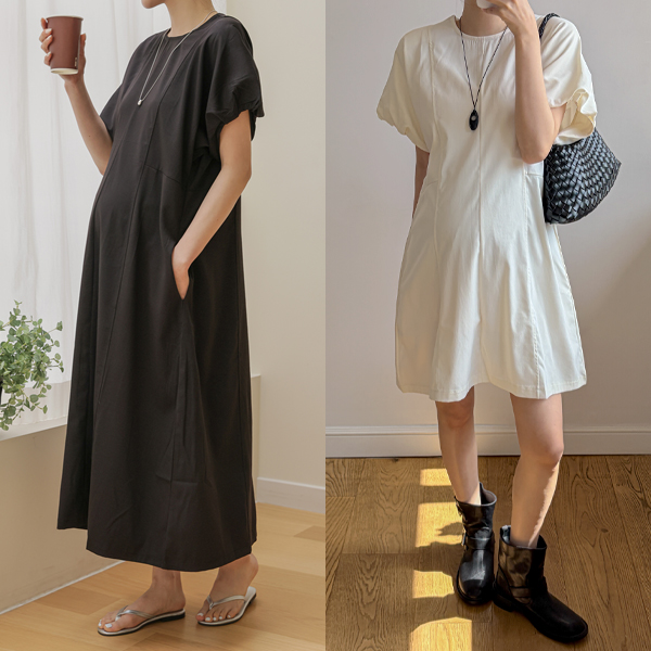 Maternity* Teezz Batwing Puff Maternity Dress (Short/Long)
