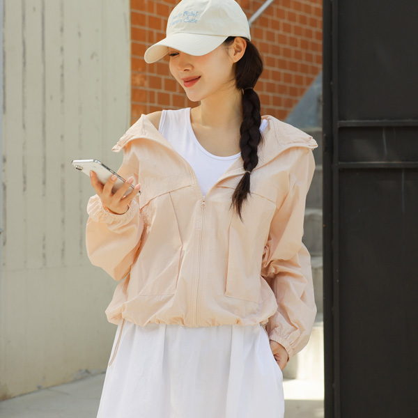 Maternity* Rustling See-through Hooded Wind Jumper