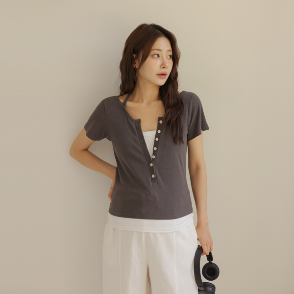 <b>[2 Sizes/Effortless Chic]</b> Maternity*Looney Layered Holter T-shirt