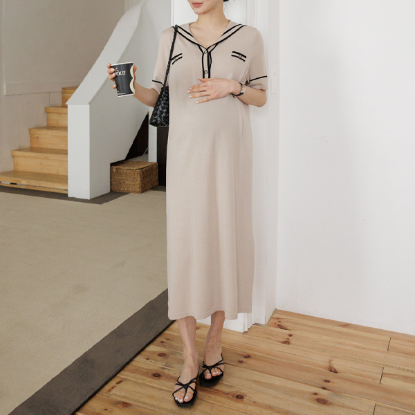 Maternity*Sailor Collar Maternity Dress