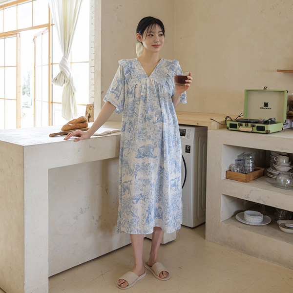 <b>[Smash hit❤️/Great Value/Pajamas]</b> Maternity* Home Wrinkle Frill Maternity Dress