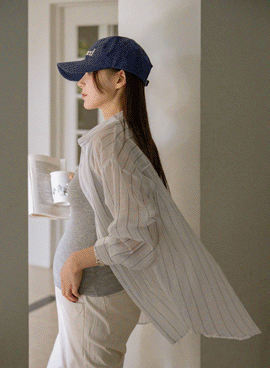 Maternity*Light Tencel Striped Shirt
