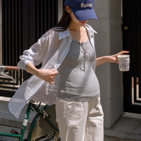 Maternity*Light Tencel Striped Shirt