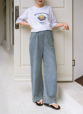 Maternity*Summer Side Stopper Wide Maternity Jeans