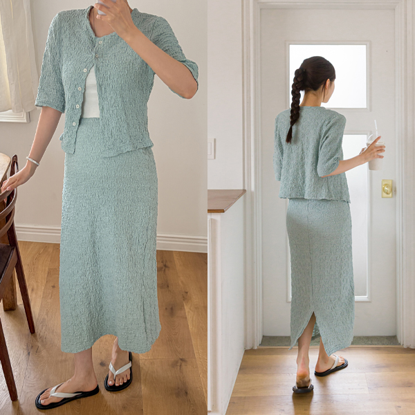 Maternity*Frua Wrinkle Spandex Two-Piece Set