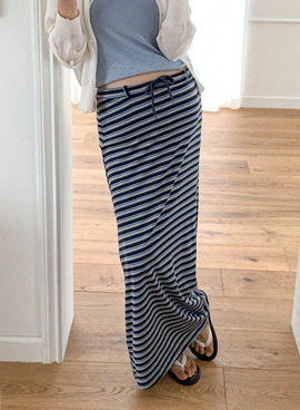 Maternity*Label Banding Stripe Maternity Skirt