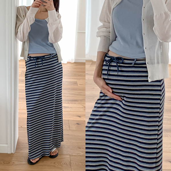 Maternity*Label Banding Stripe Maternity Skirt