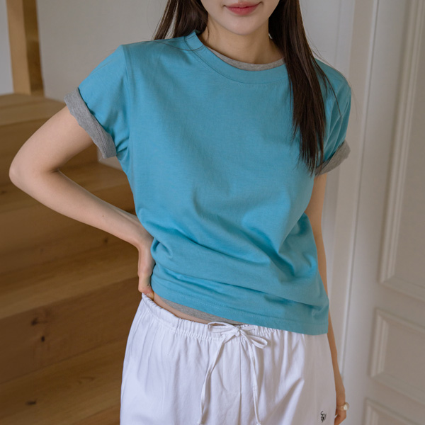 Maternity*Vivid Modal Semi-Crop T-shirt