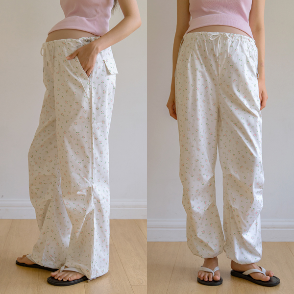 Maternity*Flower Banding Pintuck Two-Way Pants