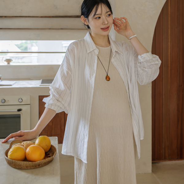 Maternity*Windproof Linen Loose Fit Shirt