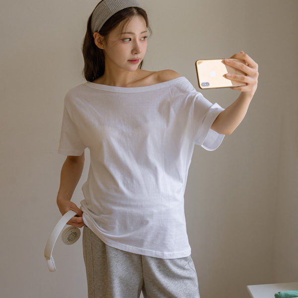Maternity* One-off-shoulder delicate fit boxy t-shirt
