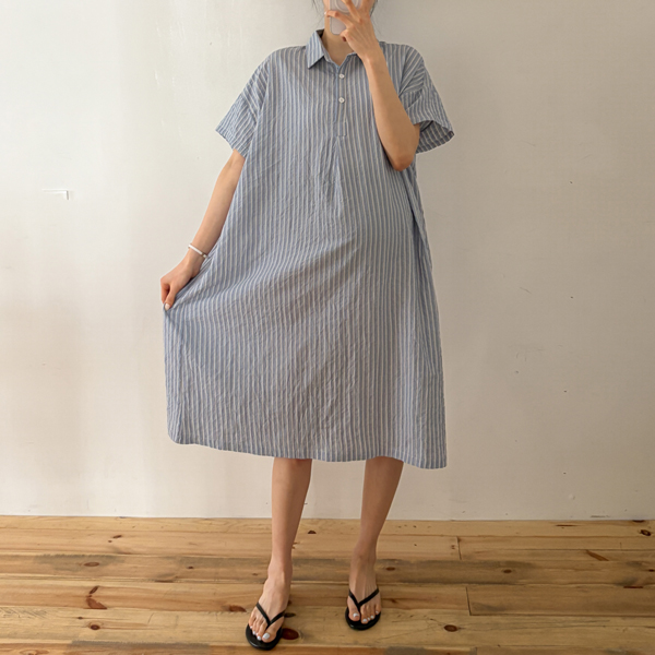 Maternity*Pia Stripe Shirt Maternity Dress