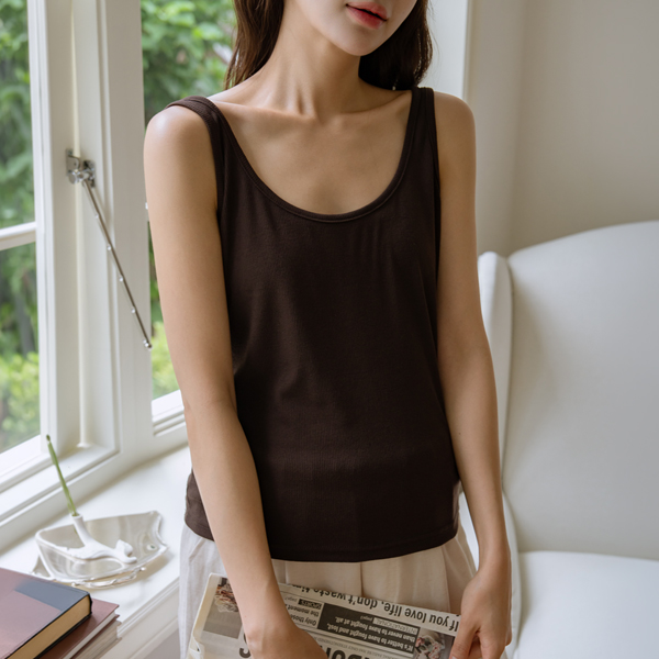 Maternity*Cooling Ribbed U-Neck Daily Sleeveless