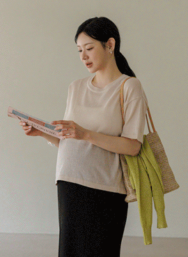 Maternity* Flat Basic Round Linen Knit