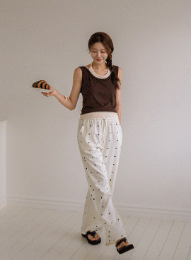 Maternity*Heart Dot Elastic Waist Maternity Pants