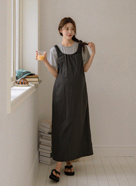 Maternity*Crush Basrak Shirring Layered Maternity Dress
