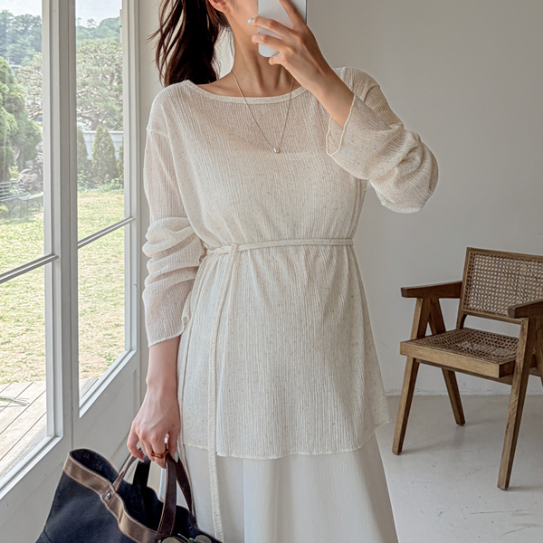 Maternity*Linen Strap Loose T-shirt (String SET)