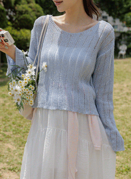 Maternity*Summer Delicate Crop Lip Neck Knit