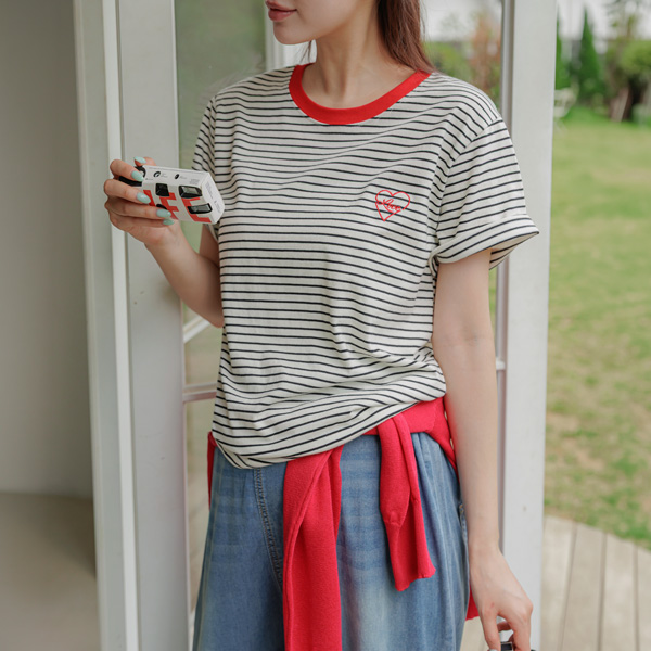 Maternity*Rumble Color Block Stripe Short Sleeves T-shirt