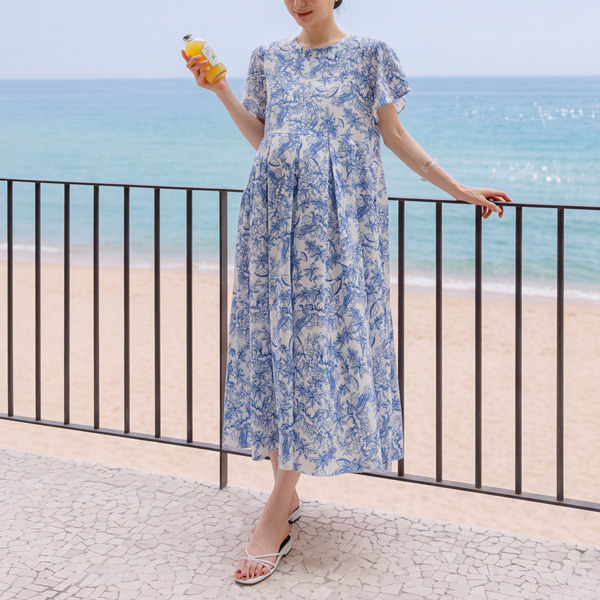 Maternity*Goddess Toile Print Maternity Dress