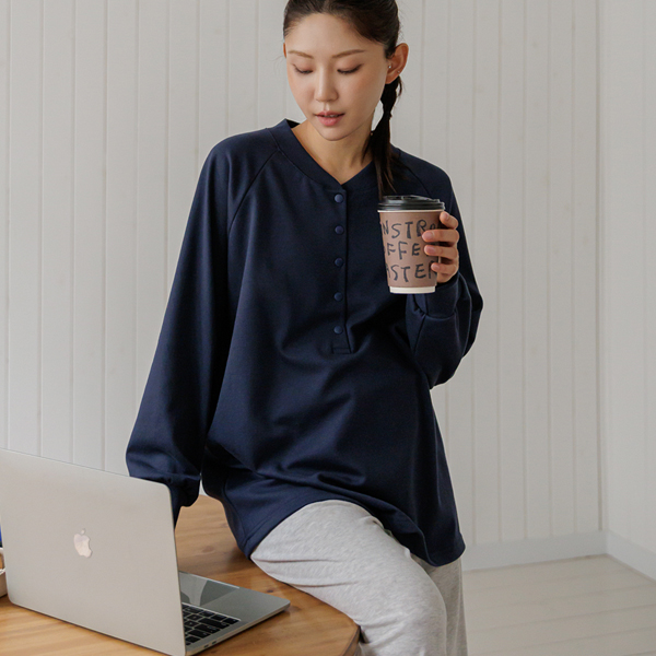 [S-made] Nursing Wear*10-Second Nursing Simple Sweatshirt