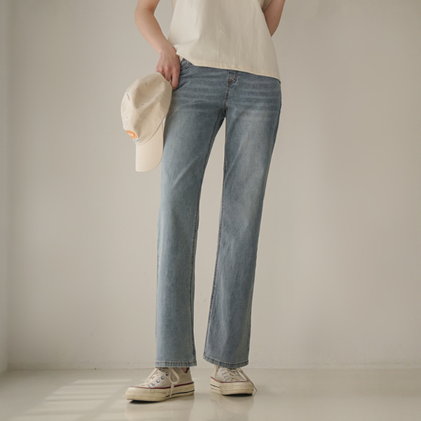 <b>[Highly Praised Reviews / Over 9,000 Sold✨ / 2 Length Options]</b> [S-made] Maternity* Summer Light Straight Fit Maternity Jeans