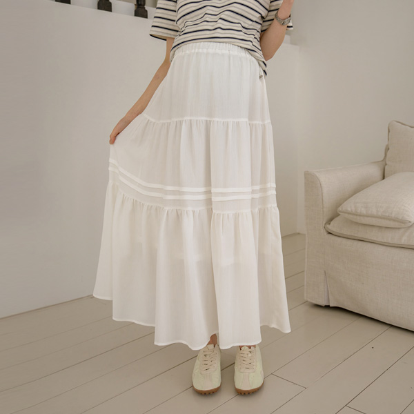 <b>[Yoru Material♡/ Tiered Skirt]</b> [S-made] Maternity*Yoru Adjustable Pin-tuck Tiered Maternity Skirt
