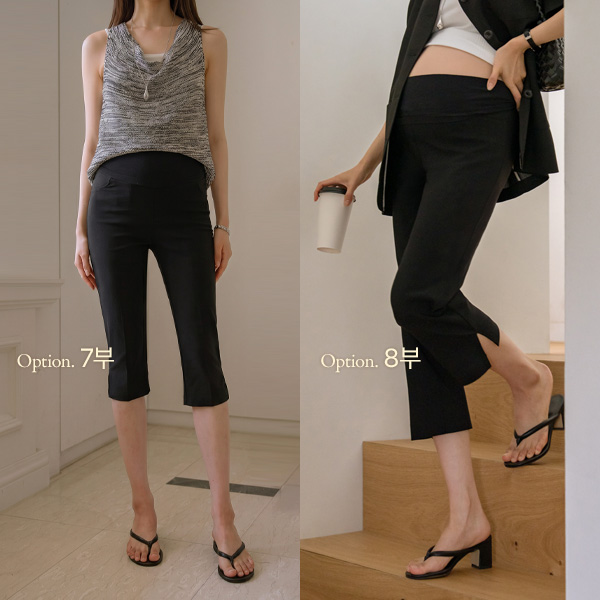 <b>[Select Length/Stretchy Spandex/3D Seamless]</b> [S-made] Maternity*Summer Spandex Slit Capri Maternity Pants