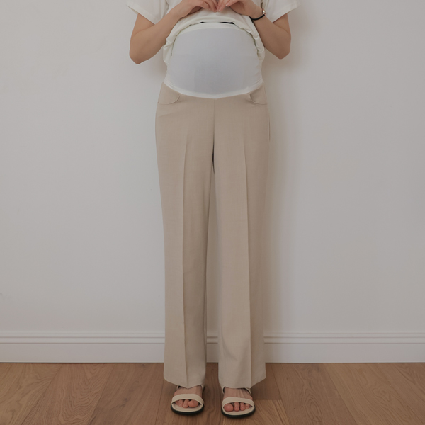 Maternity*Linen-like Wide Maternity Slacks