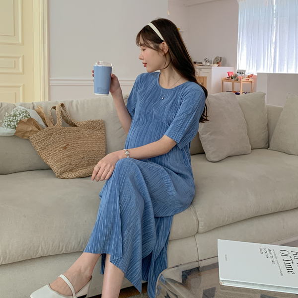 Maternity*Shy Girl Pleats Maternity Dress