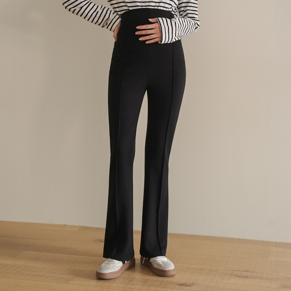 Maternity*Double Slim Bootcut Pintuck Maternity Pants [Ella Fit]