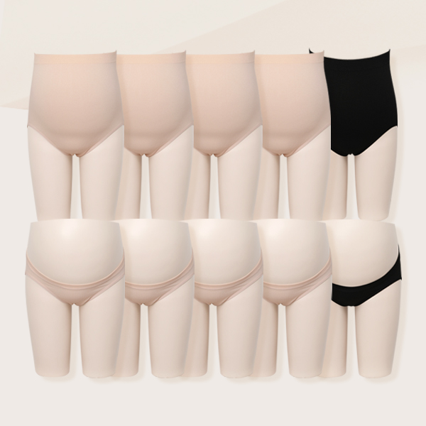 <b>[5 Types/Special Price]</b> [Sugar Plum] Seamless Maternity Panties 5-Piece Set (Short/Long)
