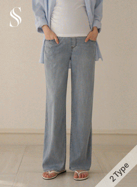<b>[Light Summer Denim / Over 3,000 Sold]</b> [S-made] Maternity*Lyocell Semi-Wide Maternity Jeans