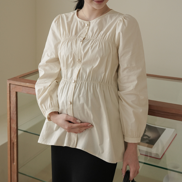 Maternity*Rosé Shirring Maternity Blouse