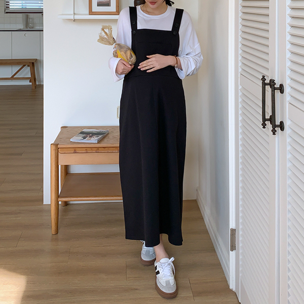 <b>[Limited Quantity SALE]</b> Maternity Cotton Twill Suspender Maternity Dress