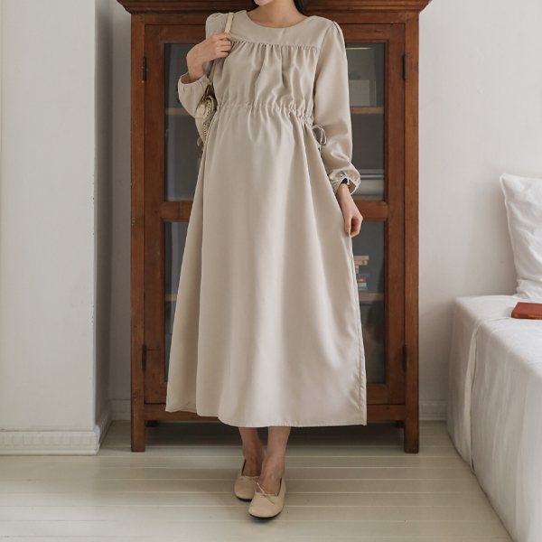 <b>[Limited Quantity SALE]</b> [S-made] Maternity*Solid Adjustable Maternity Dress