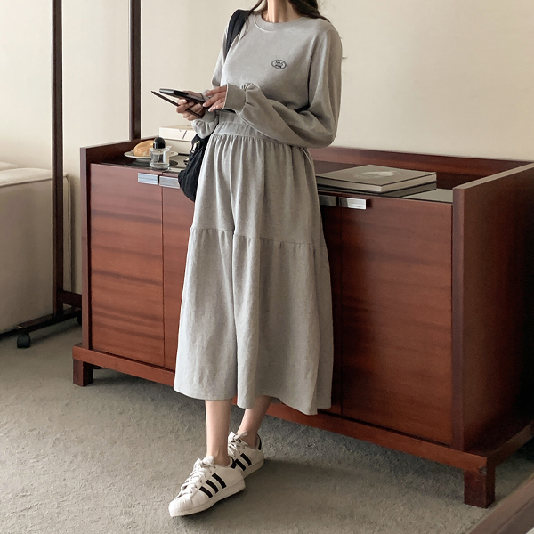 [S-made] Maternity* Embroidered Tiered Adjustable Maternity Dress