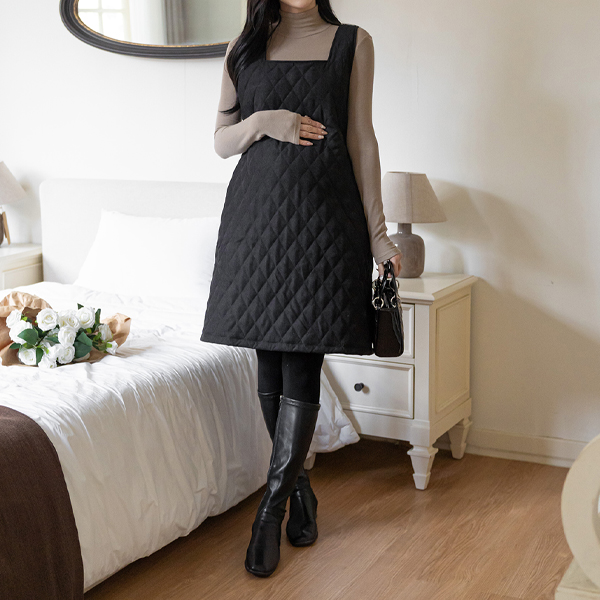 <b>[Limited Quantity SALE]</b> Maternity*Diamond Quilted Mini Bustier Maternity Dress