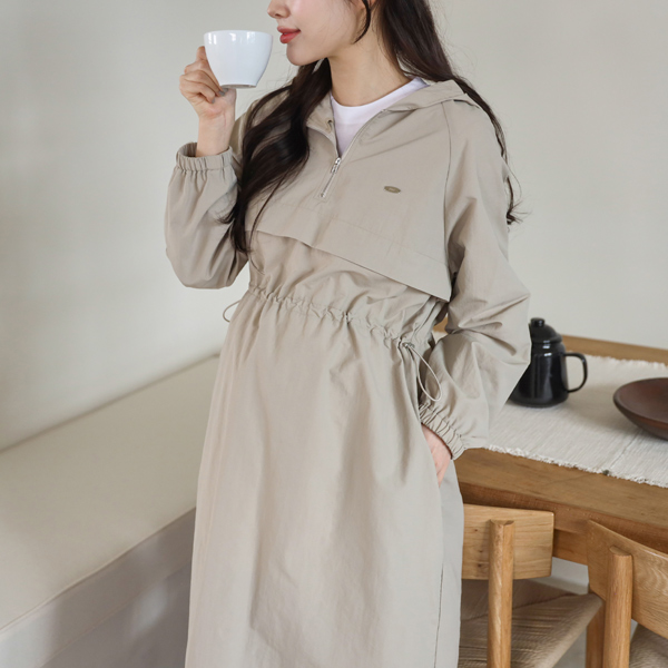<b>[Limited Quantity SALE]</b> [S-made] Maternity* Rustling Hooded Zip-up Maternity Dress