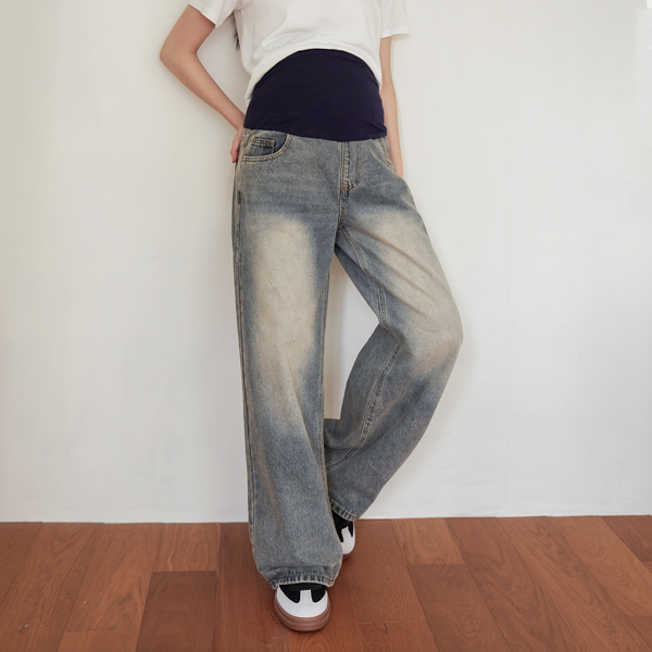 <b>[Limited Quantity SALE]</b> [S-made] Maternity*Four Seasons Wide Maternity Jeans
