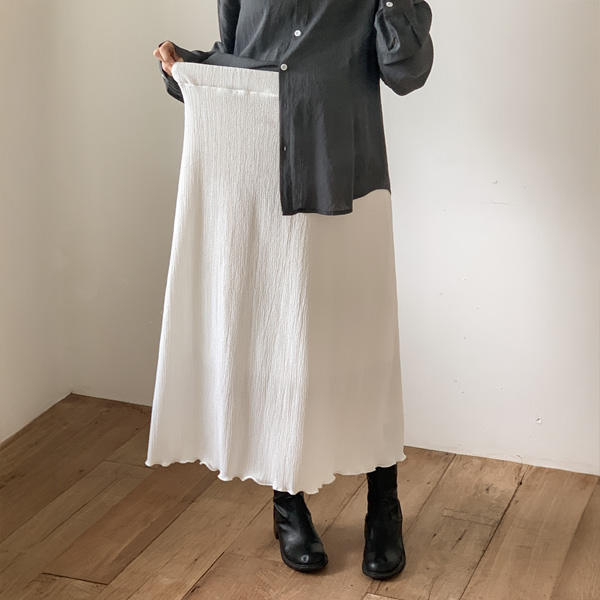 [S-made] Maternity* Flutter Frill Elastic Long Maternity Skirt