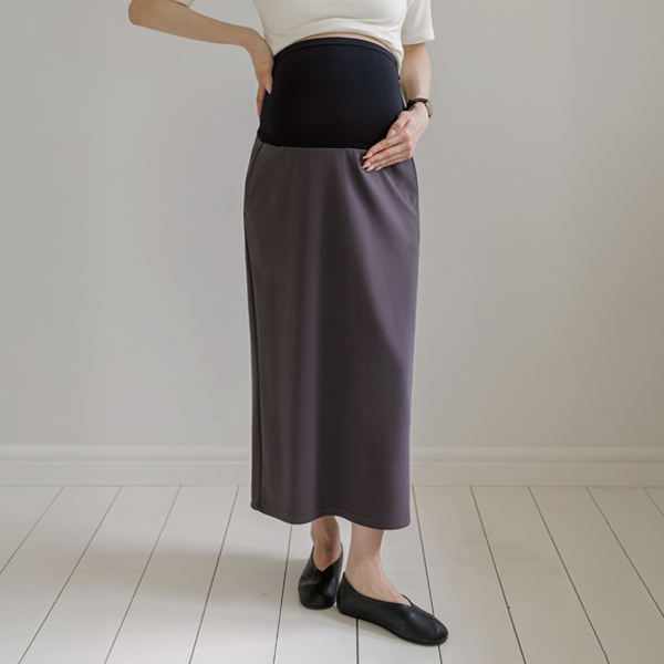 <b>[Good Tension/ Work Look]</b> [S-made] Maternity* Chewy Mochi Long Maternity Skirt