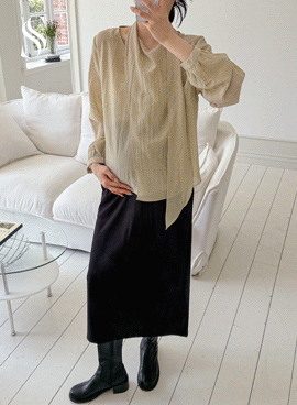 <b>[Good Tension/ Work Look]</b> [S-made] Maternity* Chewy Mochi Long Maternity Skirt