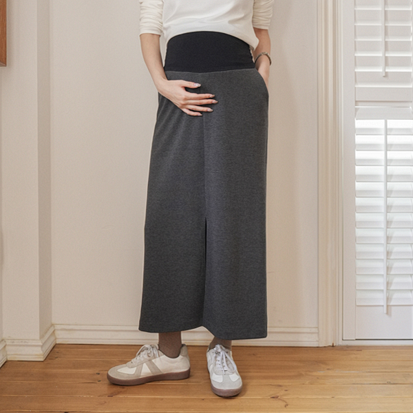 <b>[Limited Quantity SALE]</b> [S-made] Maternity* Stretchy and Comfortable Tension Slit Maternity Skirt