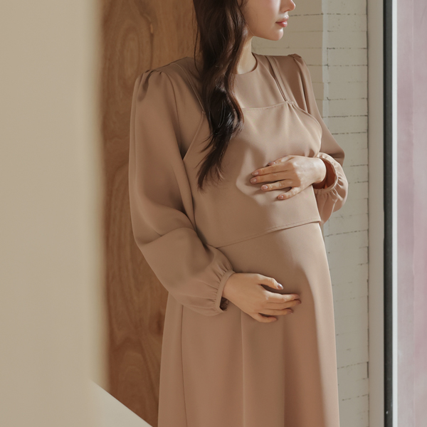 <b>[Limited Quantity SALE]</b> [S-made] Maternity Bustier Layered Adjustable Maternity Dress